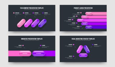 İş Geliştirme 4523 Adım Diyagram Kaydırağı Tasarım Koleksiyonu. Hizmet Performansı 4-5-2-3 Seçenek Bilgilendirme Sunum Düzeni Vektör Çizimi.