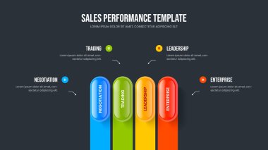 Yaratıcı Planlama Sunum Şablonu Vektör İllüzyonu. Finansal Profil Dört Seçenekli Diyagram Kaydırma Düzeni. Hizmet Kampanyası 4 Adım Bilgi Slayt Gösterisi Tasarımı.