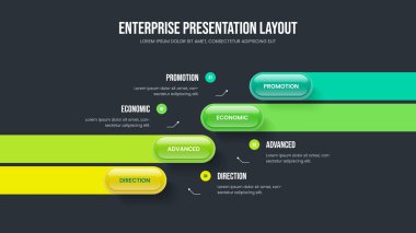 Pazar Çözümü 4 Adım Bilgi Slayt Gösterisi Düzeni. Dijital Analiz Dört Element Diyagram Kaydırma Tasarımı. Danışmanlık İçgörü Sunum Şablonu Vektör İllüstrasyonu.