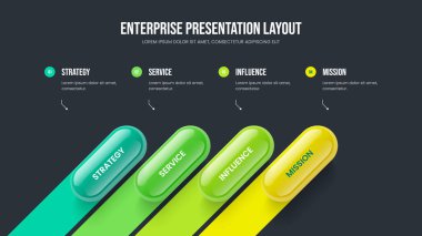 Dördüncü Element Diyagram Tasarımı Danışmanlık Planı. Ürün Planlama Kaydırak Düzeni Vektör İllüstrasyonu. Dijital Teklif 4 Seçenek Bilgisel Sunum Şablonu.