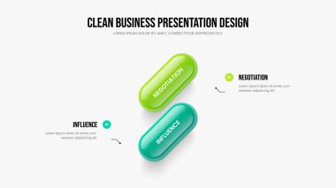 Yaratıcı Çözüm 2 Element Diyagramı Kaydırma Düzeni. Görsel Plan Slayt Gösterisi Tasarım Vektörü İllüstrasyonu. Ürün Insight İki Seçenek Bilgisel Sunum Şablonu.