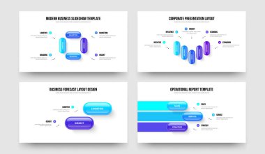 Yatırımcı Gözden Geçirmesi Dört Beş İki Üç Adım Bilgi Sunumu Vektör İllüstrasyon Koleksiyonu. Pazar İcat 4523 Element Diyagramı Kaydırma Şablonu Paketi.