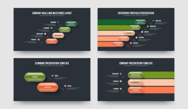 İş Genel Görünümü 4-5-2-3 Element Bilgi Şablonu Vektör Resimleri Paketi. Yaratıcı Büyüme 4523 Adım Diyagram Sunum Tasarımı Koleksiyonu.
