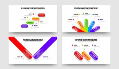 Ürün Fırlatma 4523 Adım Bilgi Sunum Düzeni Paketi. Enterprise Growth 4-5-2-3 Element Diyagram Slayt Gösterisi Tasarım Vektörü Çizimi.