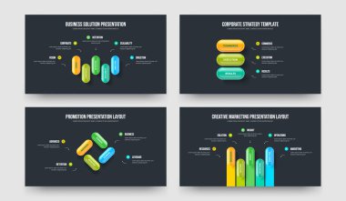 Dijital Çözüm 535 Seçenek Diyagram Kaydırağı Tasarım Paketi. Yaratıcı Insight Beş Üç Dört Beş Adım Bilgi Çerçeve Düzenleme Vektör İllüstrasyonu.