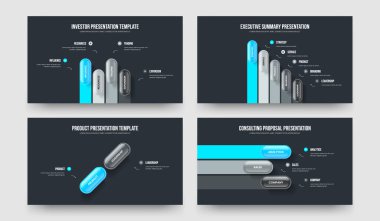 Kurumsal Görselleştirme 4-5-2-3 Element Bilgi Kaydırma Düzeni Vektör Çizimi Paketi. Yaratıcı Çözüm 4523 Adım Diyagram Sunum Şablonu.