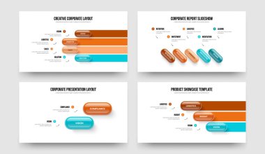 Görsel Analiz 4523 Seçenek Kaydırma Şablonu Ayarlandı. İş Performansı 4-5-2-3 Element Infographic Frame Design Vector Illustration Collection.