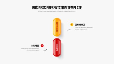 Şirket Şovu Slayt Gösterisi Tasarım Vektörü İllüstrasyonu. Ürün Görselleştirme 2 Element Bilgisel Sunum Düzeni. İş Görüşü İki Adım Diyagram Kaydırma Şablonu.