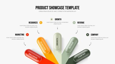 Satış Stratejisi Slayt Gösterisi Tasarım Vektörü İllüstrasyonu. Profesyonel Hava Tahmini Beş Seçenek Kaydırma Şablonu. Dijital Geliştirme 5 Element Bilgisel Çerçeve Düzeni.