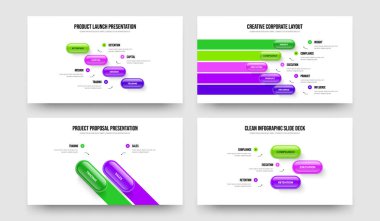 Şirket Portföyü 4523 Element Diyagramı Sunum Düzeni Ayarlandı. Kurumsal Profil Dört Beş İki Üç Seçenek Bilgi Çerçeve Tasarım Vektör İllüstrasyon Koleksiyonu.