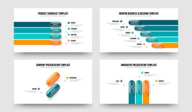 Hizmet Kampanyası 4523 Seçenek Diyagramı Slayt Gösterisi Düzeni Paketi. Sayısal Büyüme 4-5-2-3 Element Bilgi Kaydırma Şablonu Resmetme Kümesi.