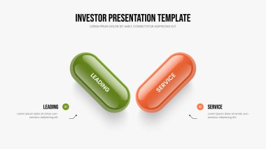 Kurumsal Büyüme Slayt Gösterisi Şablonu Vektör İllüstrasyonu. Dijital İnovasyon İki Seçenek Infographic Frame Design. Modern Profil 2 Element Diyagramı Slayt Düzeni.