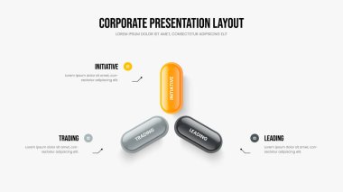 Proje Portföy Üç Adım Bilgi Şablonu. Yaratıcı Genel Bakış Sunum Tasarım Vektörü İllüstrasyonu. Atılgan 3 Element Diyagram Kaydırma Düzenini Çalıştır.