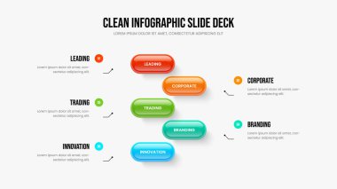 Şirket Portföy Kaydırma Şablonu Vektör İllüstrasyonu. Hizmet Büyüme Beş Element Diyagramı Düzenlemesi. İş Profili 5 Seçenek Bilgisel Slayt Gösterisi Tasarımı.