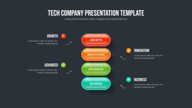 Modern Portföy Kaydırak Düzeni Vektör İllüstrasyonu. Dijital İcat Dört Adım Infographic Slayt Gösterisi Tasarımı. Finansal Geliştirme 4 Seçenek Diyagramı Sunum Şablonu.