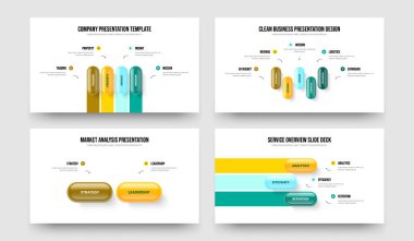 Piyasa Çözümü 4-5-2-3 Seçenek Tanıtım Şablonu Vektör Resimleri Paketi. Dijital İçgörü 4523 Element Diyagramı Çerçeve Tasarımı Koleksiyonu.