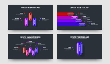 Yatırımcı Planı 3-4-5-1 Seçenek Bilgi Kaydırma Şablonu Tanımlama Kümesi. Modern Insight 345 Element Diyagram Çerçeve Tasarımı Paketi.