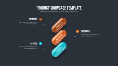 Görsel Strateji 3 Seçenek Bilgi Slayt Gösterisi Düzeni. Dijital Teklif Üç Adım Diyagram Şablonu. Atılgan Genel Bakış Sunum Tasarım Vektörü İllüstrasyonu.