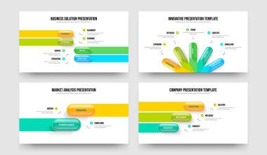 Modern Insight 4523 Step Infographic Sunum Düzeni Koleksiyonu. Danışmanlık Gösterisi 4-5-2-3 Element Diyagramı Slayt Gösterisi Tasarım Vektörü Çizim Paketi.