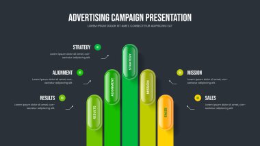 Yatırımcı Showcase Beş Element Bilgi Çerçeve Düzeni. Şirket Brifing Sunumu Tasarım Vektörü İllüstrasyonu. Proje Çalıştırma 5 Seçeneği Slayt Gösterisi Şablonu.