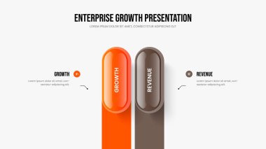 Proje İki Adım Bilgisel Sunum Şablonu. Dijital Strateji 2 Seçenek Diyagramı Çerçeve Düzeni. Şirket Geliştirme Slaytı Tasarım Vektörü İllüstrasyonu.