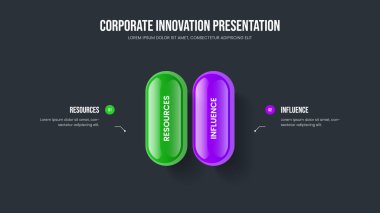 Şirketin İki Adım Büyüme Slayt Gösterisi Şablonu. Atılgan Hava Durumu 2 Seçenek Diyagram Kaydırağı Tasarımı. Yaratıcı İçgörü Çerçeve Düzeni Vektör İllüstrasyonu.