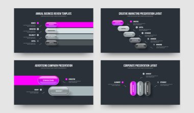 Görsel Portföy 4523 Element Diyagram Şablon Paketi. Dijital Fırlatma Dört Beş İki Üç Seçenek Slayt Gösterisi Tasarım Vektörü İllüstrasyon Koleksiyonu.