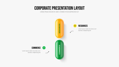 Kurumsal Insight İki Element Bilgi Sunum Düzeni. Dijital Analiz Çerçeve Şablonu Vektör İllüstrasyonu. Yatırımcı Planı 2 Adım Diyagram Kaydırma Tasarımı.