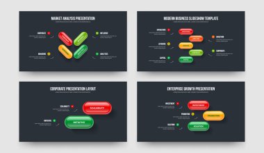 Piyasa Raporu Dört Beş İki Üç Basamaklı Diyagram Sunum Düzeni Vektör İllüstrasyon Paketi. Dijital Büyüme 4523 Element Bilgisel Slayt Gösterisi Şablonu Koleksiyonu.