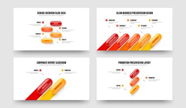 Görsel Kampanya 4523 Seçenek Diyagram Kaydırma Yerleşimi Ayarları. Satış Performansı 4-5-2-3 Basamaklı Bilgi Çerçeve Şablonu Vektör İllüstrasyon Paketi.