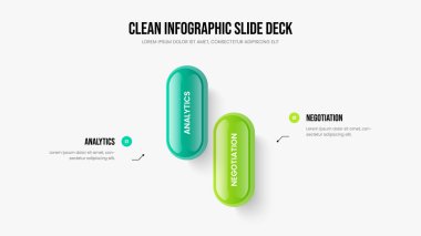 Yaratıcı Brifing İki Element Bilgi Kaydırağı Düzeni. Pazar Önerisi 2 Adım Diyagram Slayt Şablonu. Görsel Gelişim Çerçeve Tasarım Vektörü İllüstrasyonu.