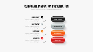 Görsel Rapor Dört Adım Diyagram Tasarımı. Pazarlama Sunumu Sunum Düzeni Vektör İllüstrasyonu. Proje İncelemesi 4 Seçenek Bilgi Kaydırma Şablonu.