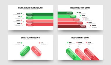 Servis Profili 4523 Element Diyagramı Çerçeve Tasarımı Paketi. Reklam Tahminleri 4-5-2-3 Seçenek Slayt Gösterisi Düzeni Vektör İllüstrasyonu.