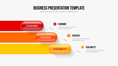 Proje Stratejisi Sunum Şablonu Vektör İllüstrasyonu. Danışmanlık Raporu Üç Seçenek Kaydırma Çizelgesi. Modern İcat 3 Adım Infographic Frame Design.
