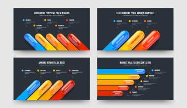 Şirket Gözden Geçirmesi Beş Üç Dört Beş Seçenek Sunum Düzeni Vektör İllüstrasyon Koleksiyonu. Girişim Giriş 535 Adım Diyagram Çerçeve Tasarımı Paketi.