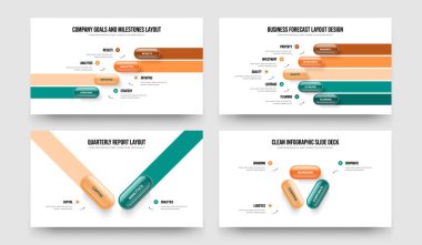 Yatırımcı Performansı 4-5-2-3 Element Diyagram Kaydırma Planı Vektör Çizimi Paketi. Finansal İnceleme 4523 Adım Tanıtım Şablonu Ayarlandı.
