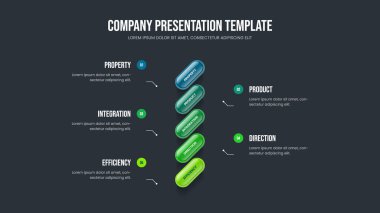 Şirket Brifingi Beş Basamaklı Diyagram Slayt Gösterisi Düzeni. Business Launch 5 Element Bilgi Kaydırma Tasarımı. Servis Tahminleri Çerçeve Şablonu Vektör İllüstrasyonu.