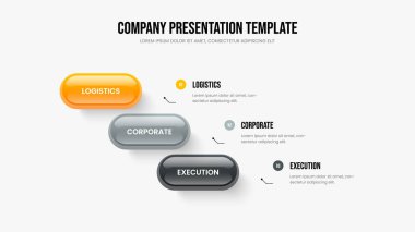 Business Launch Three Option Infographic Slayt Gösterisi Tasarımı. Danışmanlık Planlama Sunum Şablonu Vektör İllüzyonu. Ürün Analizi 3 Adım Diyagramı Kaydırma Düzeni.