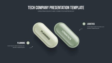 Kurumsal Plan İki Element Diyagramı Sunum Düzeni. Professional Launch 2 Option Infographic Frame Design. Yatırımcı Büyüme Slaytı Şablonu Vektör İllüstrasyonu.