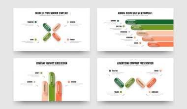 Girişim Geliştirme 4534 Adım Diyagram Kaydırağı Tasarım Seti. Profesyonel Strateji 4-5-3-4 Element Bilgi Sunumu Şablon Vektör İllüstrasyon Paketi.