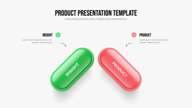Pazar Teklif Kaydırma Şablonu Vektör İllüstrasyonu. Şirket Kampanyası İki Seçenek Diyagramı Sunum Planı. İş Raporu 2 Adım Bilgi Slayt Gösterisi Tasarımı.