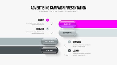 Atılgan Planı Çerçeve Düzeni Vektör İllüstrasyonu. İş Çözümü 4 Element Bilgi Sunumu Tasarımı. Dijital Rapor Dört Seçenek Slayt Gösterisi Şablonu.