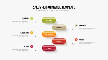 Enterprise Growth 5 Element Bilgi Şablonu. Modern Analiz Sunumu Tasarım Vektörü İllüstrasyonu. Finansal Brifing Beş Seçenekli Diyagram Kaydırma Düzeni.