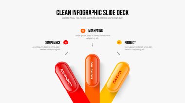 Yaratıcı Çözüm 3 Element Bilgisel Sunum Düzeni. Proje Görüntüleme Slaytı Şablonu Şablonu İllüstrasyonu. Şirket Geliştirme Üç Seçenek Diyagram Tasarımı.