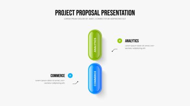 Görsel Teklif Çerçeve Tasarımı Vektör İllüzyonu. Yatırımcı Insight İki Element Bilgi Sunum Şablonu. Şirket Çalıştırma 2. Adım Diyagram Slayt Gösterisi Yerleşimi.