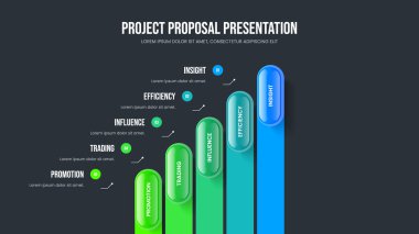Yaratıcı İcat 5 Element Infographic Frame Şablonu. Finansal Gösteri Beş Adım Diyagram Sunum Düzeni. Satış Genel Görünümü Slayt Gösterisi Tasarım Vektörü İllüstrasyonu.