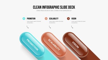 Pazar Planlama Kaydırma Şablonu Vektör İllüstrasyonu. Pazarlama Genel Görünümü 3 Adım Diyagram Tasarımı. Dijital Portföy Üç Element Bilgisel Sunum Düzeni.