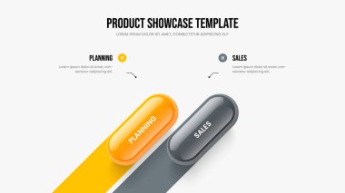 Yaratıcı Rapor İki Seçenek Slayt Gösterisi Şablonu. Finansal Yenilik Çerçeve Düzeni Vektör İllüstrasyonu. Pazar Görselleştirme 2 Element Diyagramı Sunum Tasarımı.