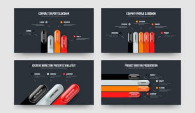Danışmanlık Sergisi Dört Beş Adım Çerçeve Düzenleme Vektör Resimleri Koleksiyonu. Atılgan Çözümü 453 Element Bilgi Slayt Gösterisi Tasarım Paketi.