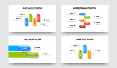 Reklam Planlama 4523 Basamaklı Slayt Düzeni Paketi. Sayısal Görselleştirme Dört Beş İki Üç Seçenek Diyagram Çerçeve Tasarım Vektörü İllüstrasyonu.